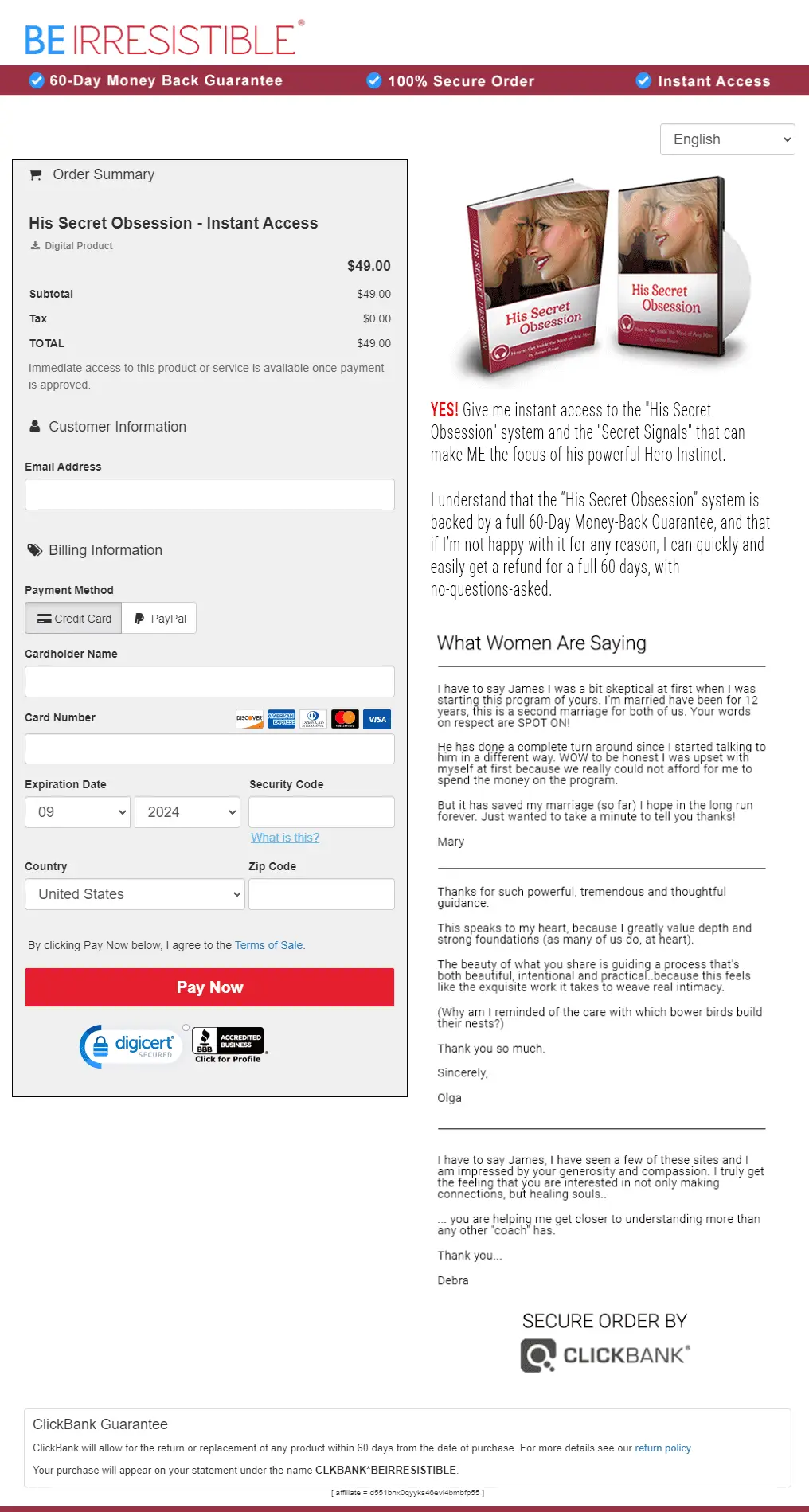 his secret obsession order